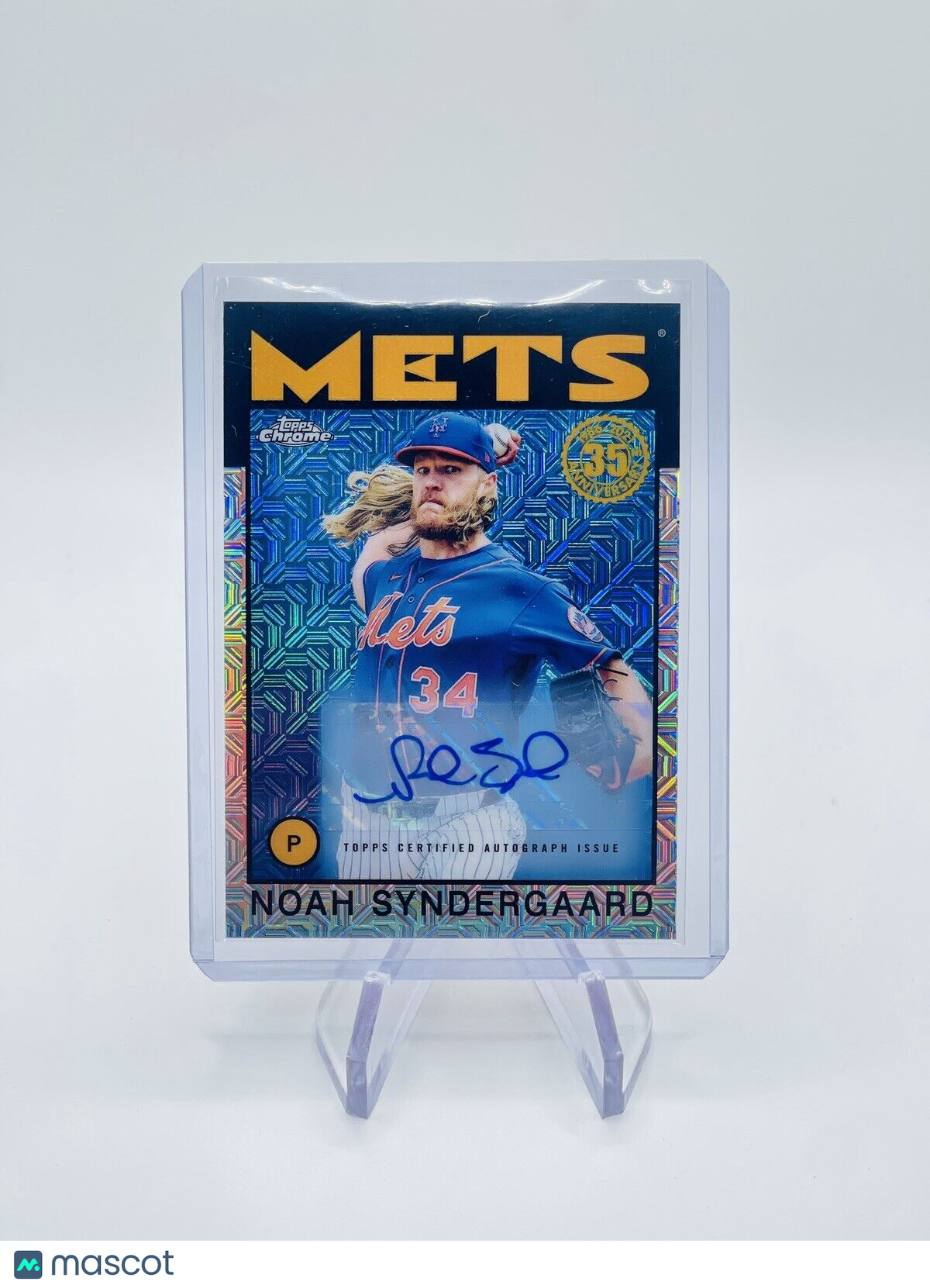 NOAH SYNDERGAARD 2021 TOPPS CHROME 1986 AUTOGRAPH MOJO AUTO /30 Mets Rangers