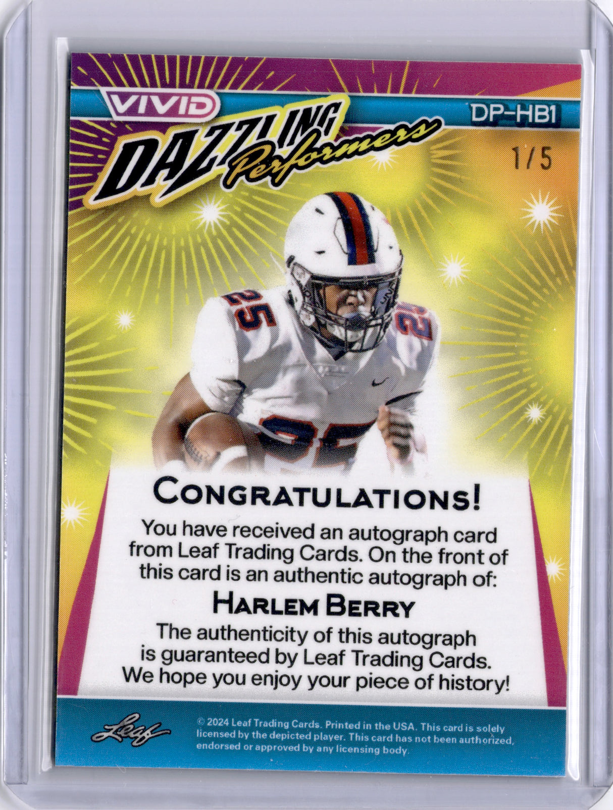 Harlem Berry 2024 Leaf Vivid Dazzling Performers Auto 1/5 LSU