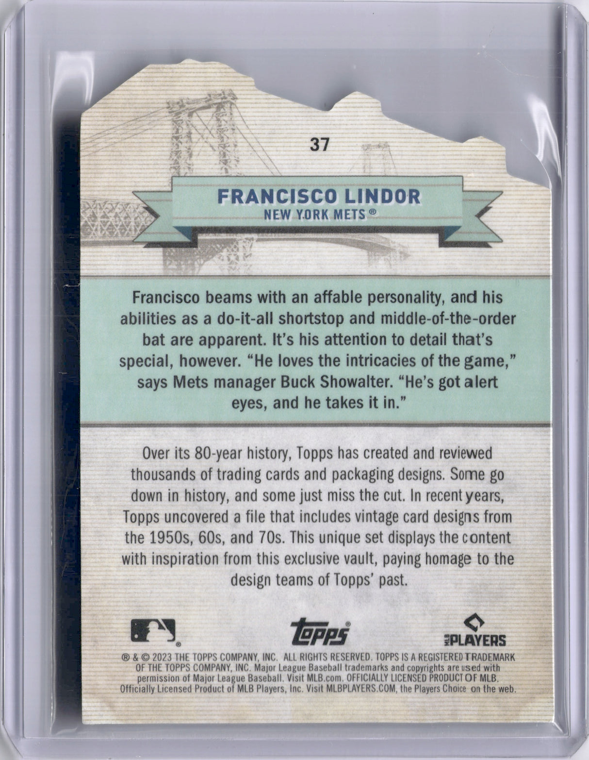 Francisco Lindor 2023 Topps Brooklyn Collection Broadway Die Cut /38 Mets