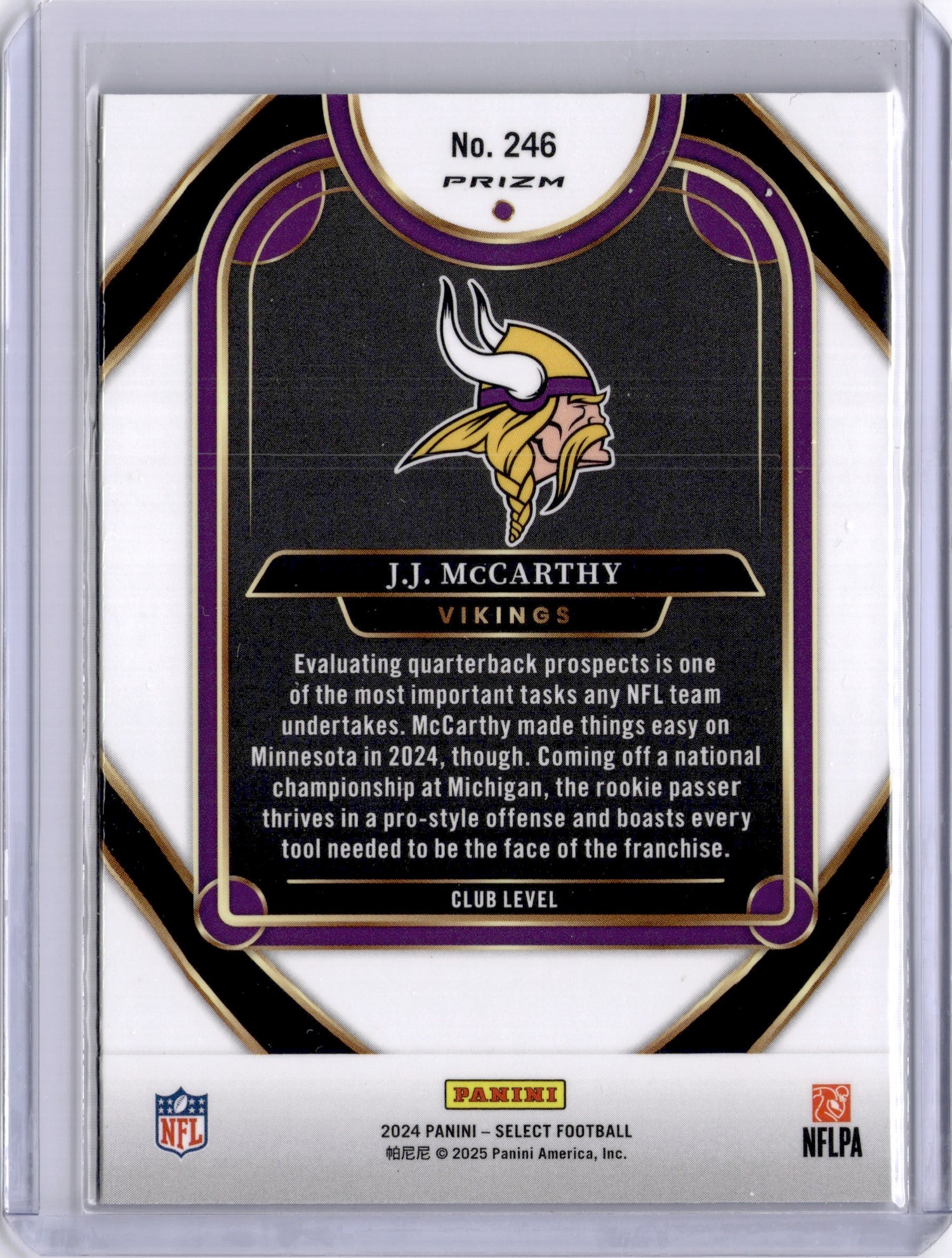 JJ McCarthy 2024 Panini Select Red Yellow Shock Rookie RC Vikings