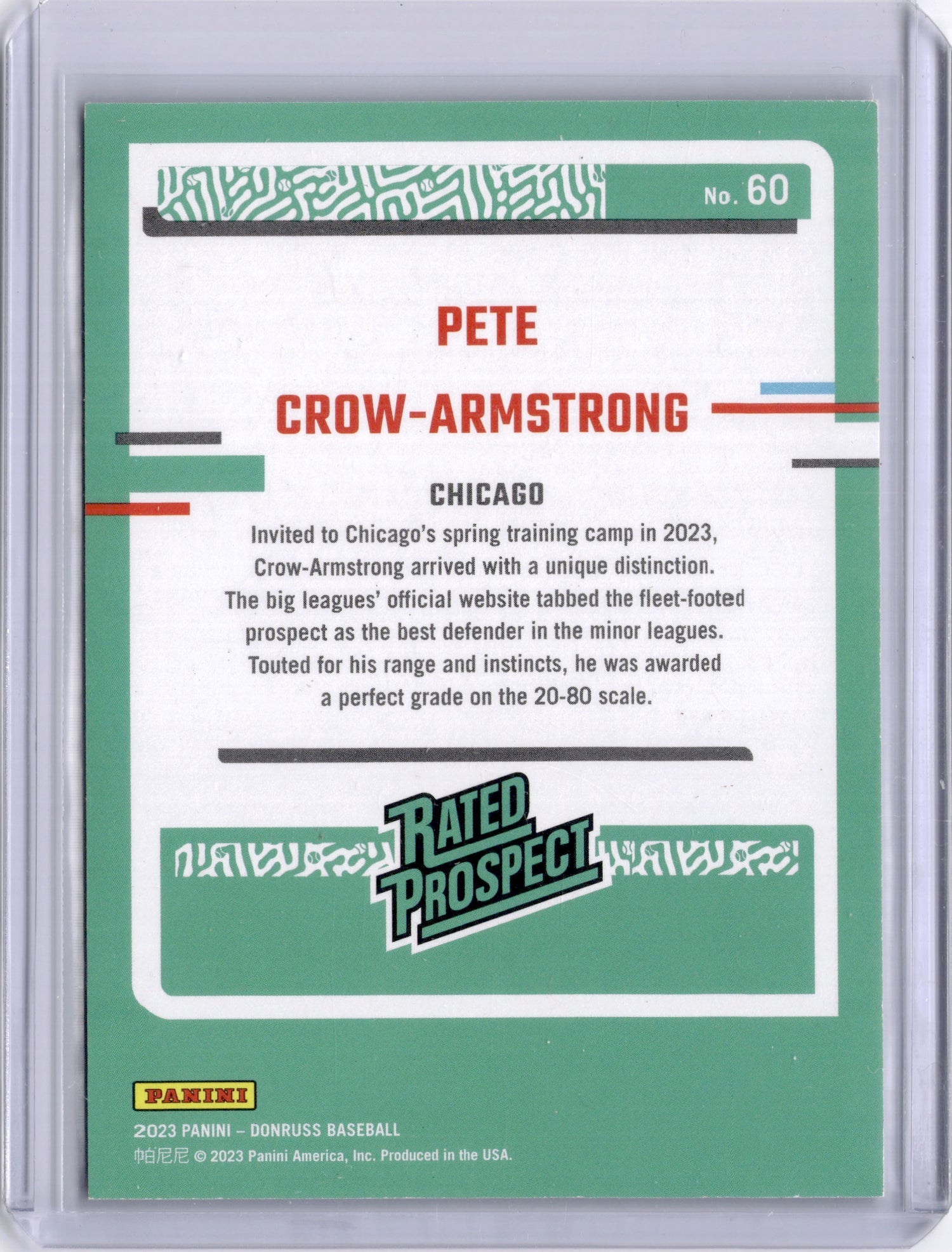 Pete Crow-Armstrong 2023 Donruss Rated Prospect /318 Cubs