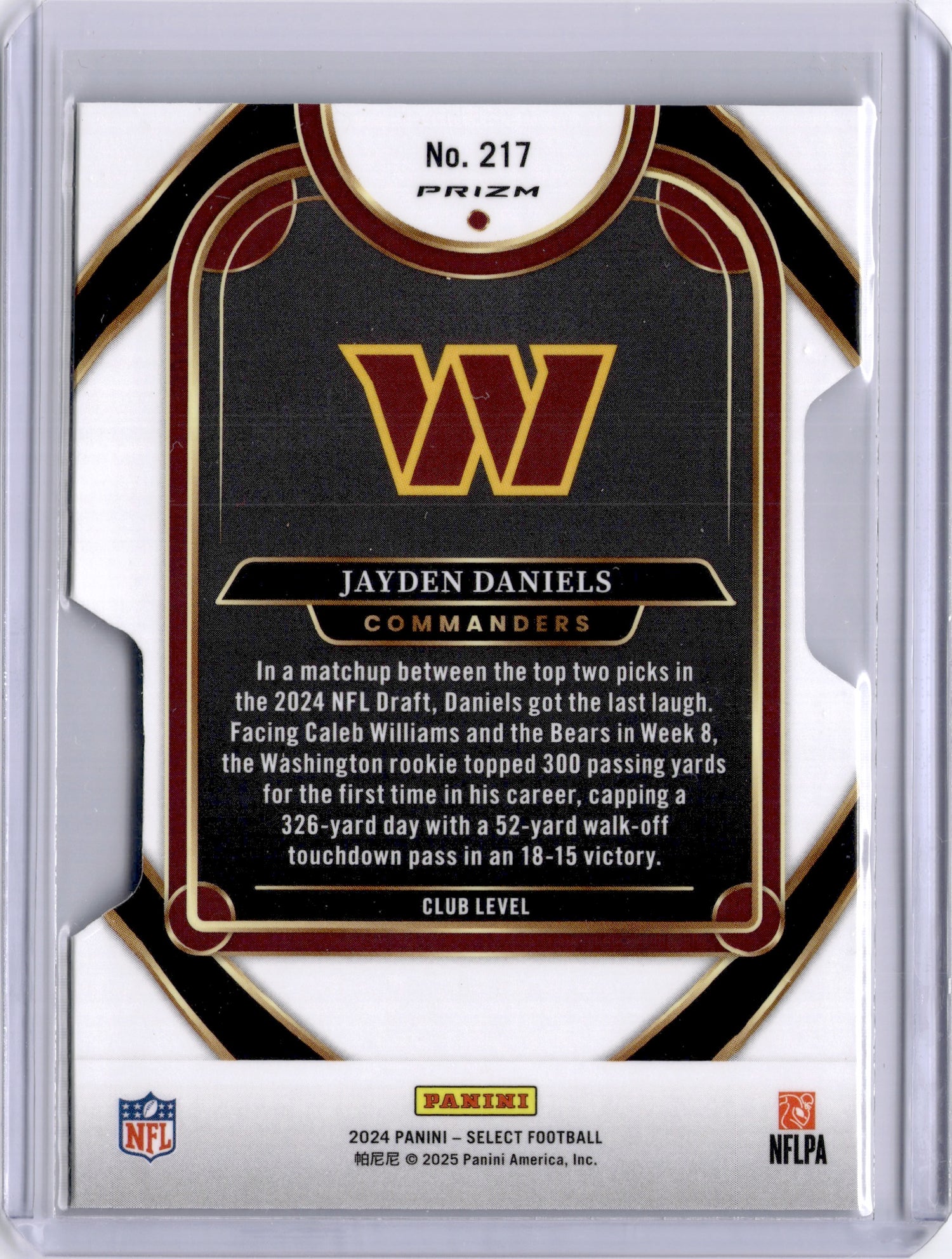Jayden Daniels 2024 Panini Select Silver Prizm Die Cut Rookie RC Commanders