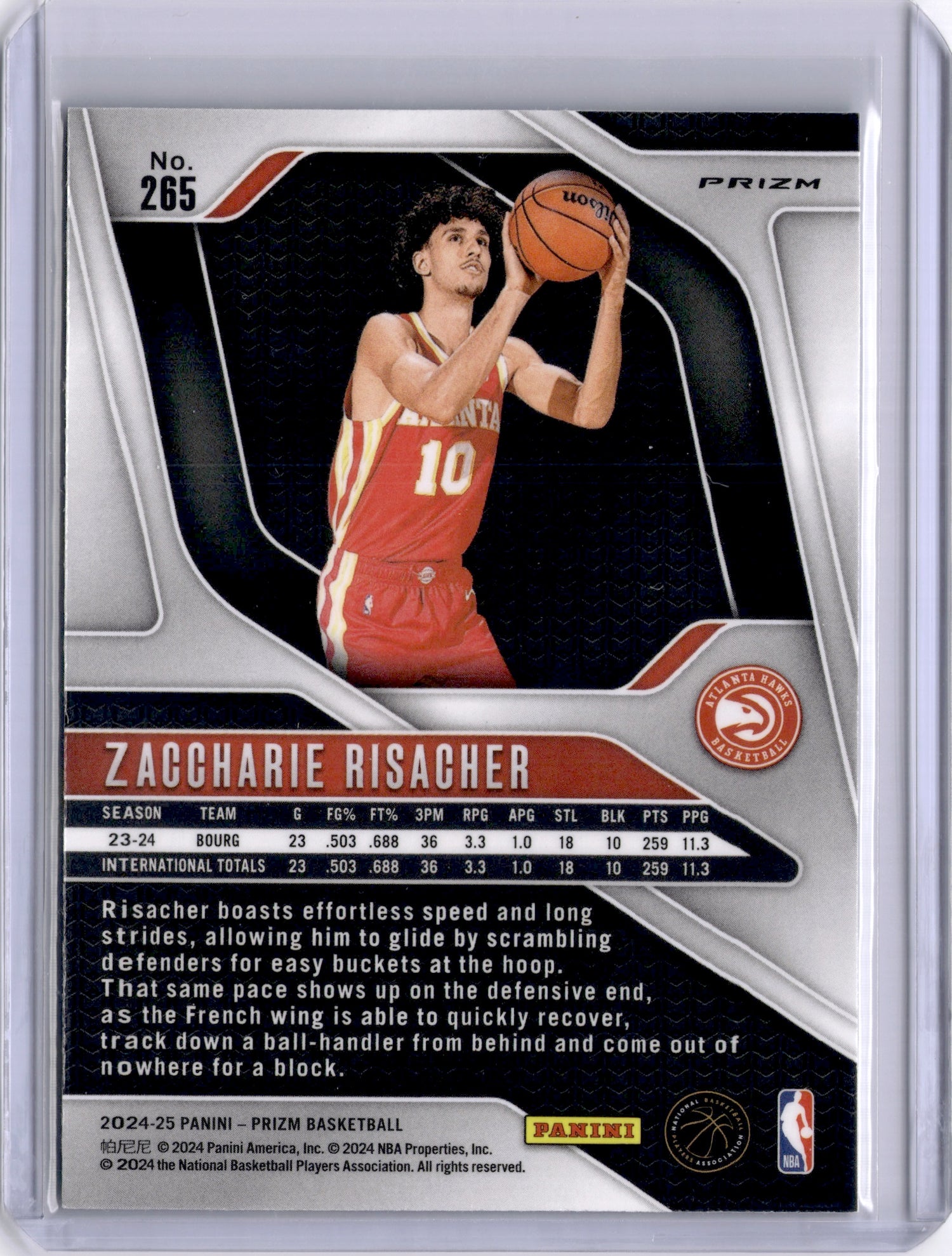 Zaccharie Risacher 2024-25 Panini Prizm Choice Blue Yellow Green Rookie RC Hawks