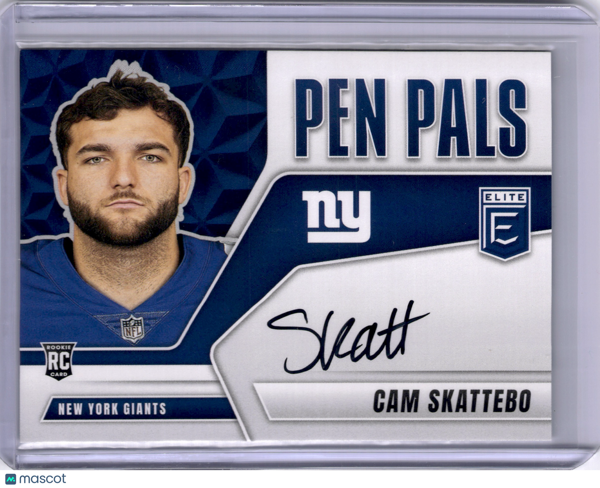 Cam Skattebo 2025 Panini Donruss Elite Pen Pals Rookie RC Black Ink On Card Auto