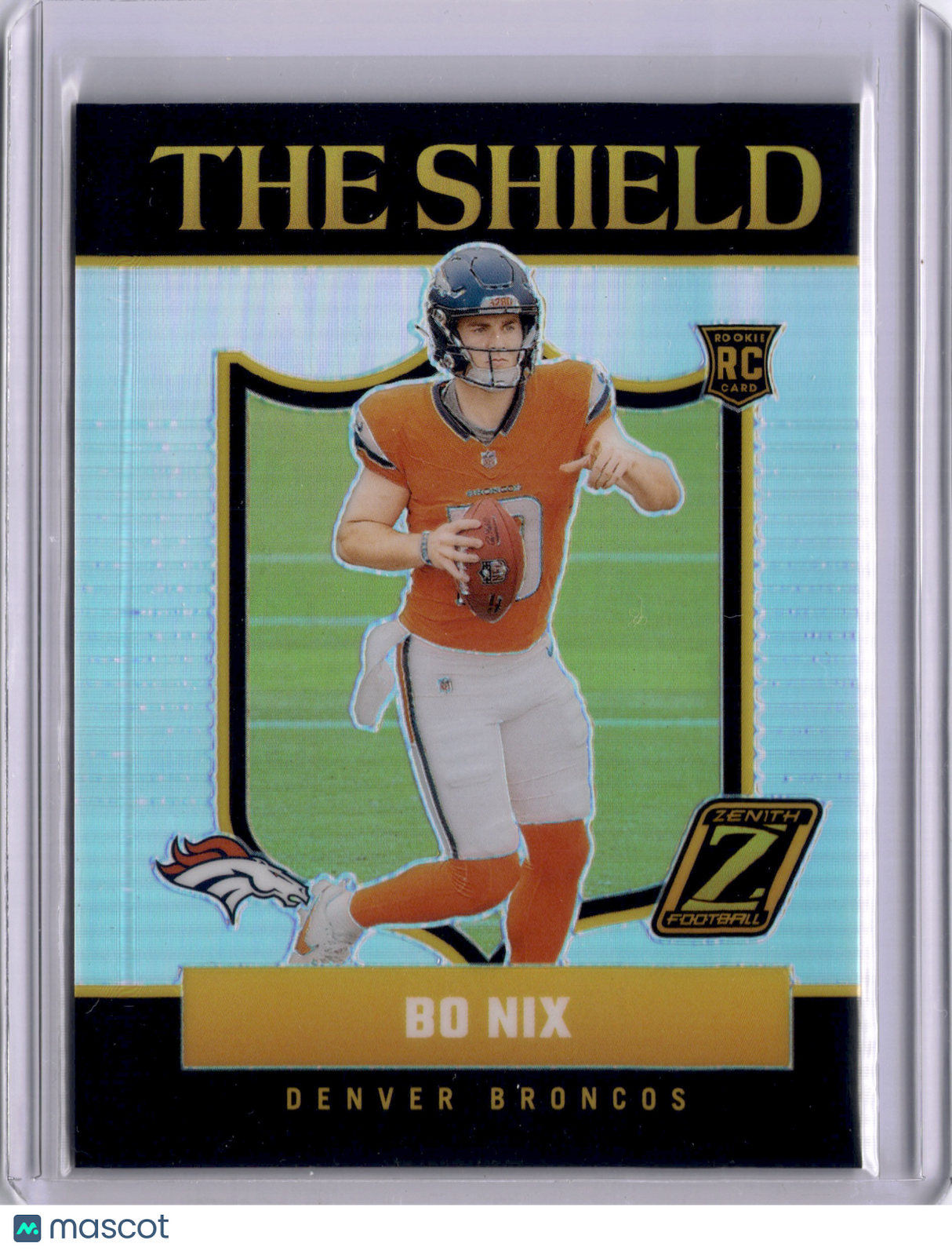 Bo Nix 2024 Panini Zenith The Shield Rookie RC Broncos Case Hit