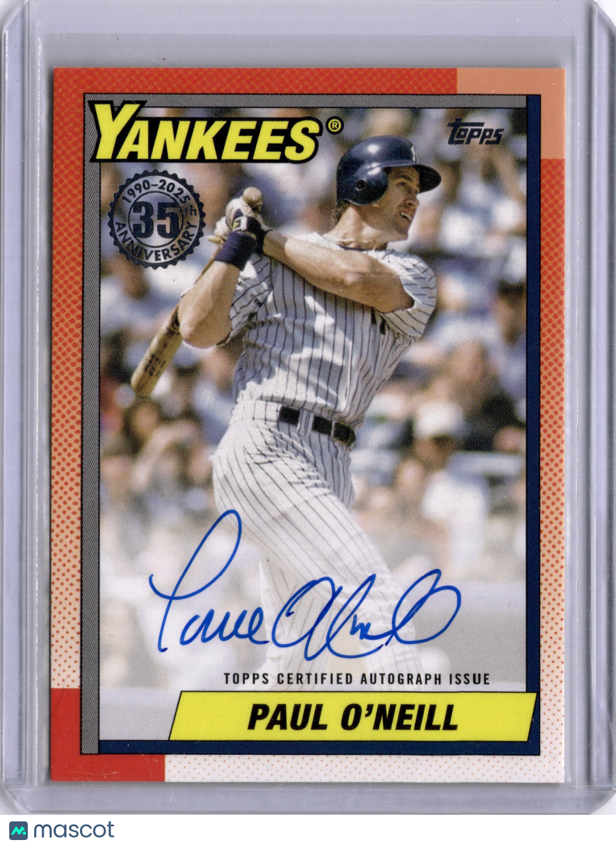 Paul O'Neill 2025 Topps Series 1 1990 35th Anniversary On Card Auto Yankees