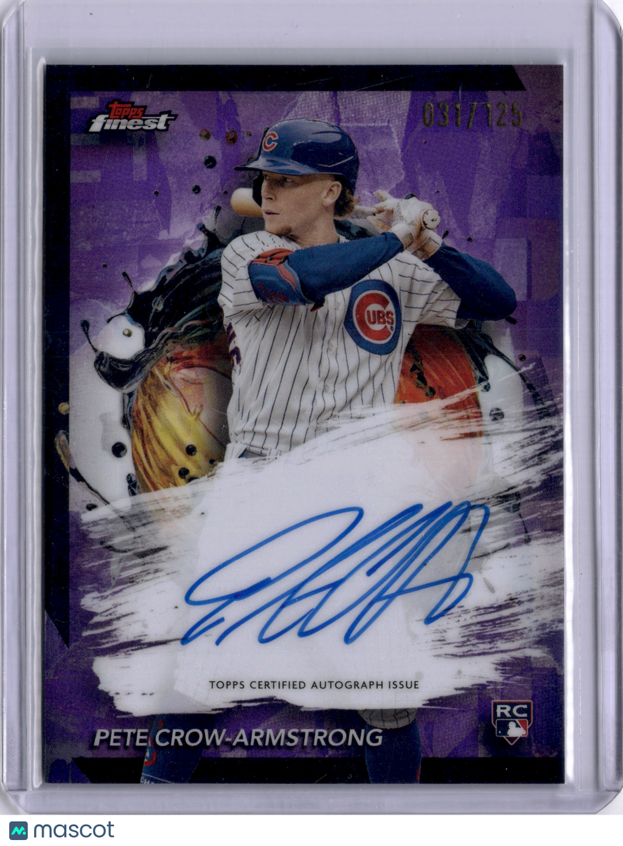 Pete Crow-Armstrong 2024 Topps Finest Rookie RC On Card Auto /125 Cubs