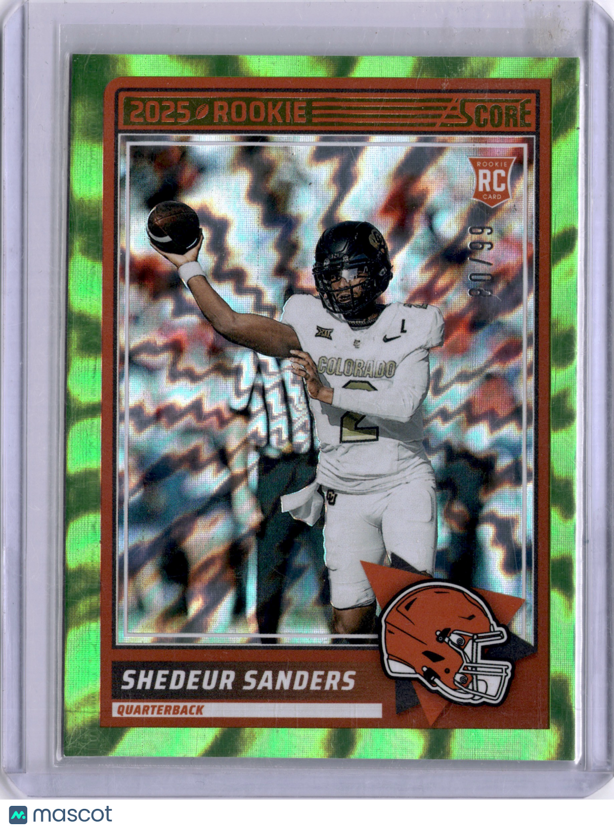 Shedeur Sanders 2025 Panini Score Electric Green Rookie RC /99 Browns