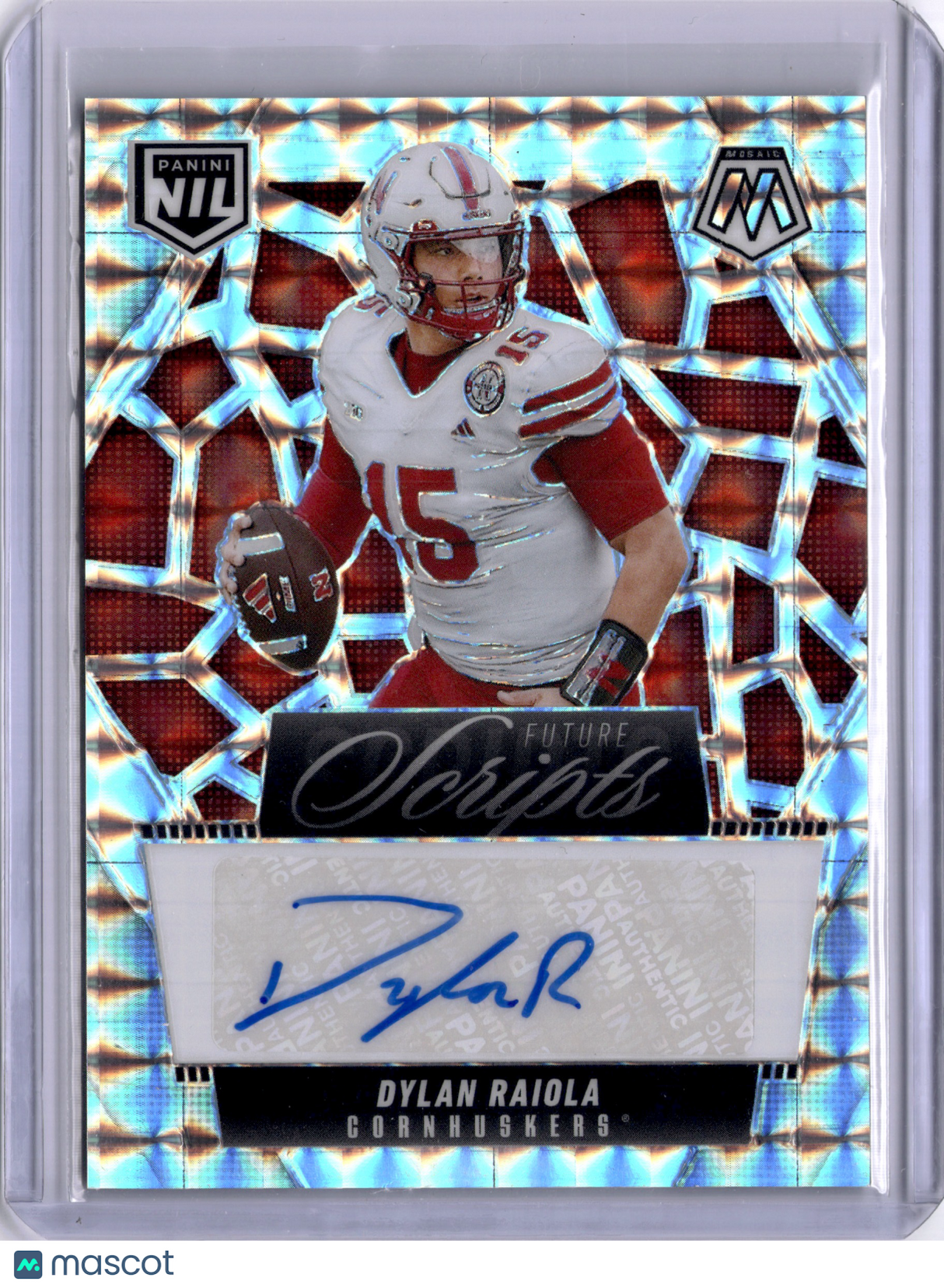 Dylan Raiola 2025 Panini Mosaic Future Scripts NIL Auto Cornhuskers