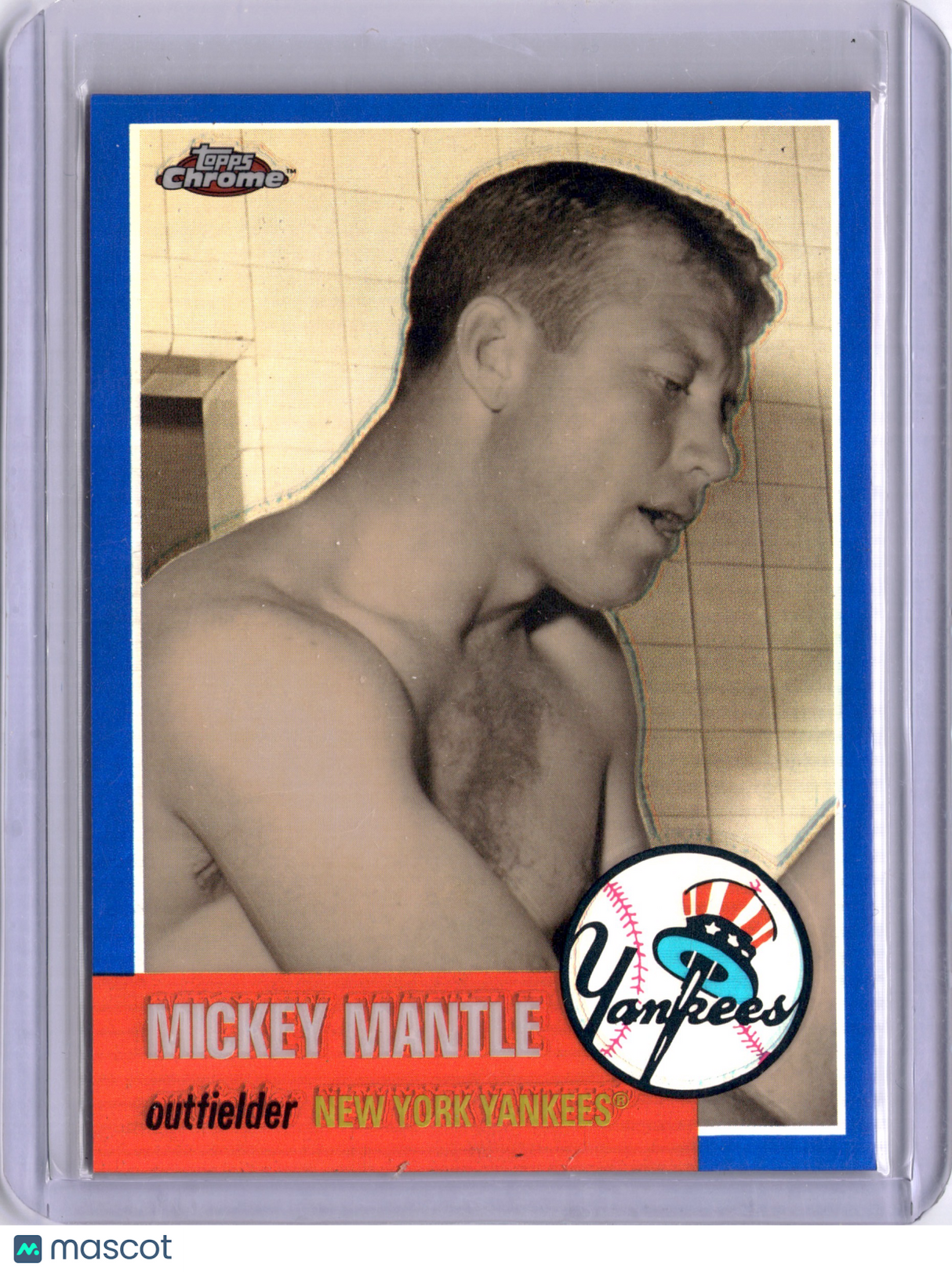 Mickey Mantle 2007 Topps Chrome Mickey Mantle Story Blue Refractor /100 Yankees