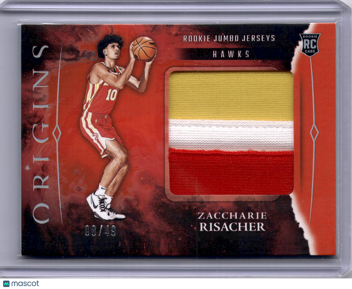 Zacharie Risacher 2024-25 Origins Rookie RC /49 Jumbo Jersey Patch Hawks