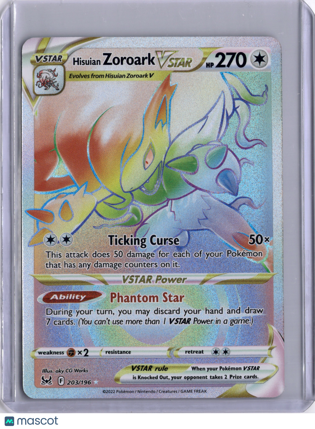 Hisuian Zoroark VSTAR 2022 Lost Origin 203/196 Holo Rare Pokemon