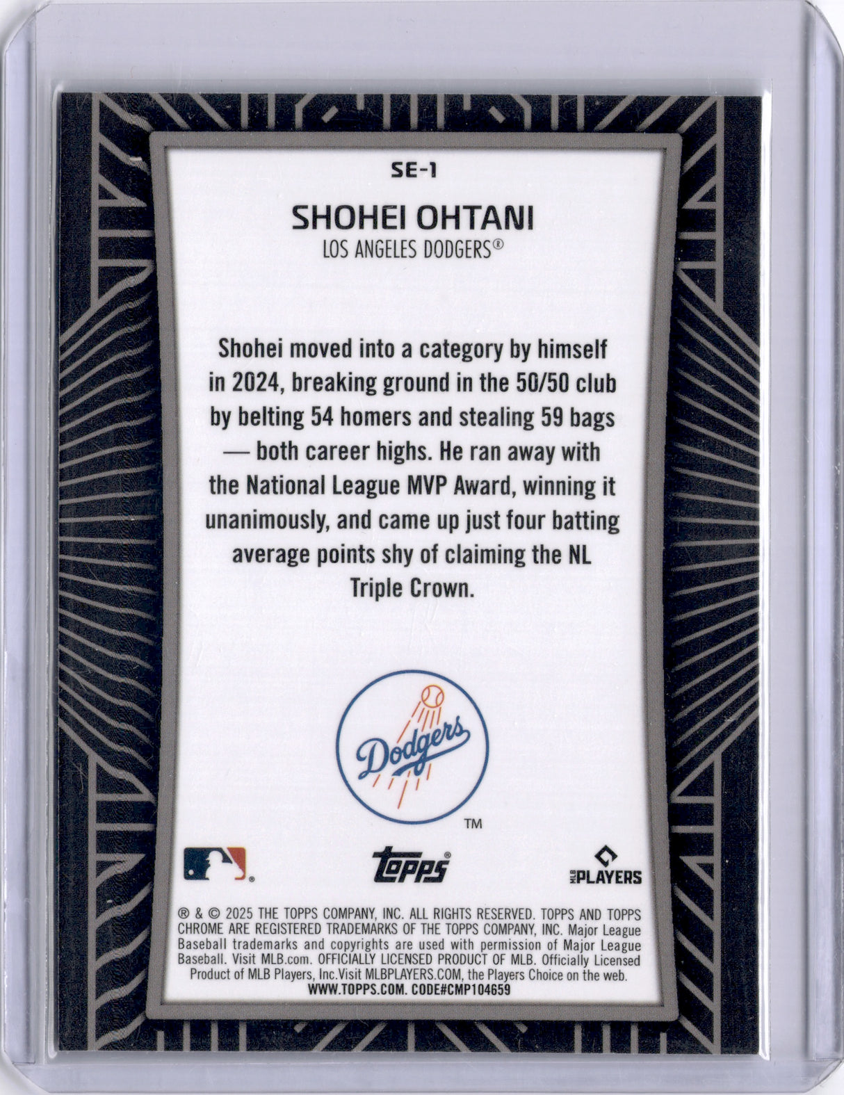 Shohei Ohtani 2025 Topps Chrome Shadow Etch Dodgers MVP