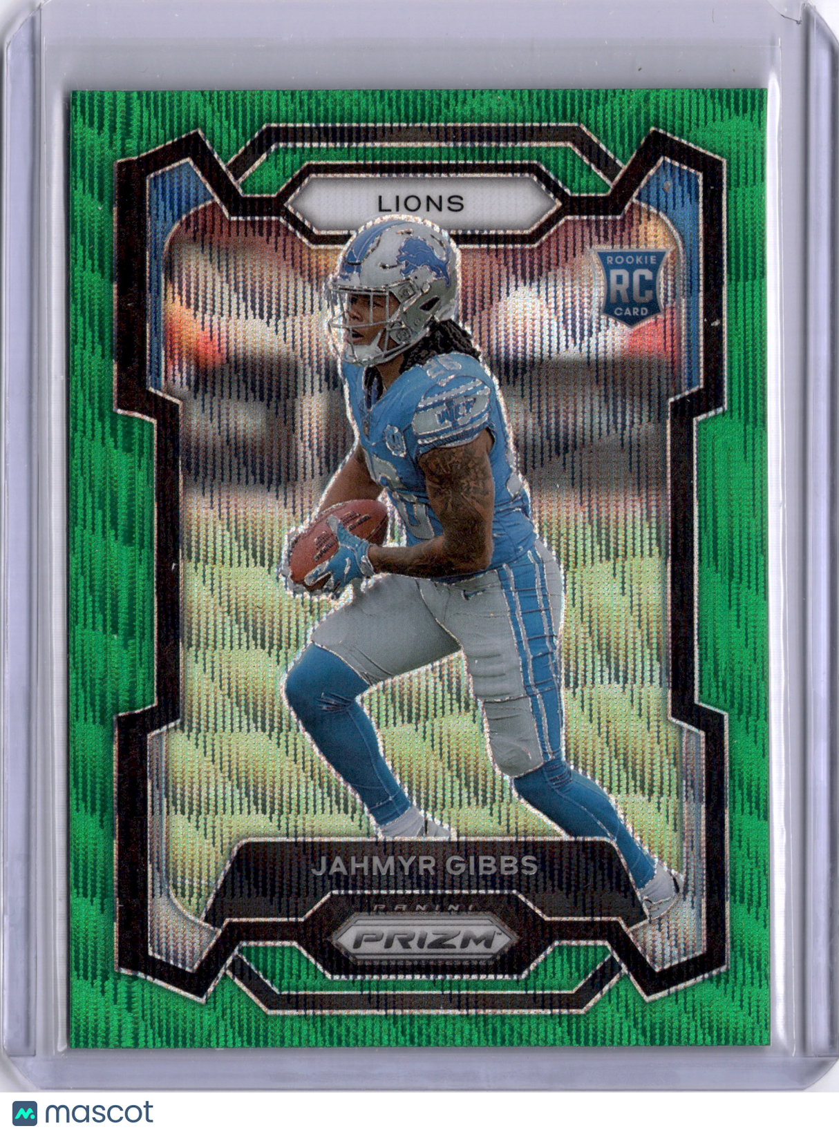 Jahmyr Gibbs 2023 Panini Prizm Green Wave Rookie RC Lions