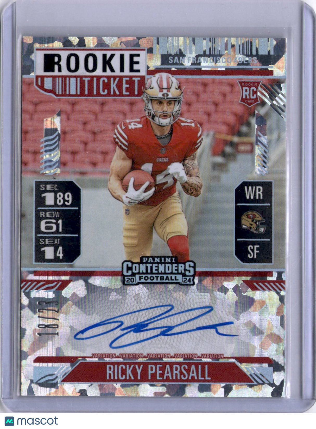 Ricky Pearsall 2025 Panini Contenders Rookie Ticket Cracked Ice RC /23 49ers
