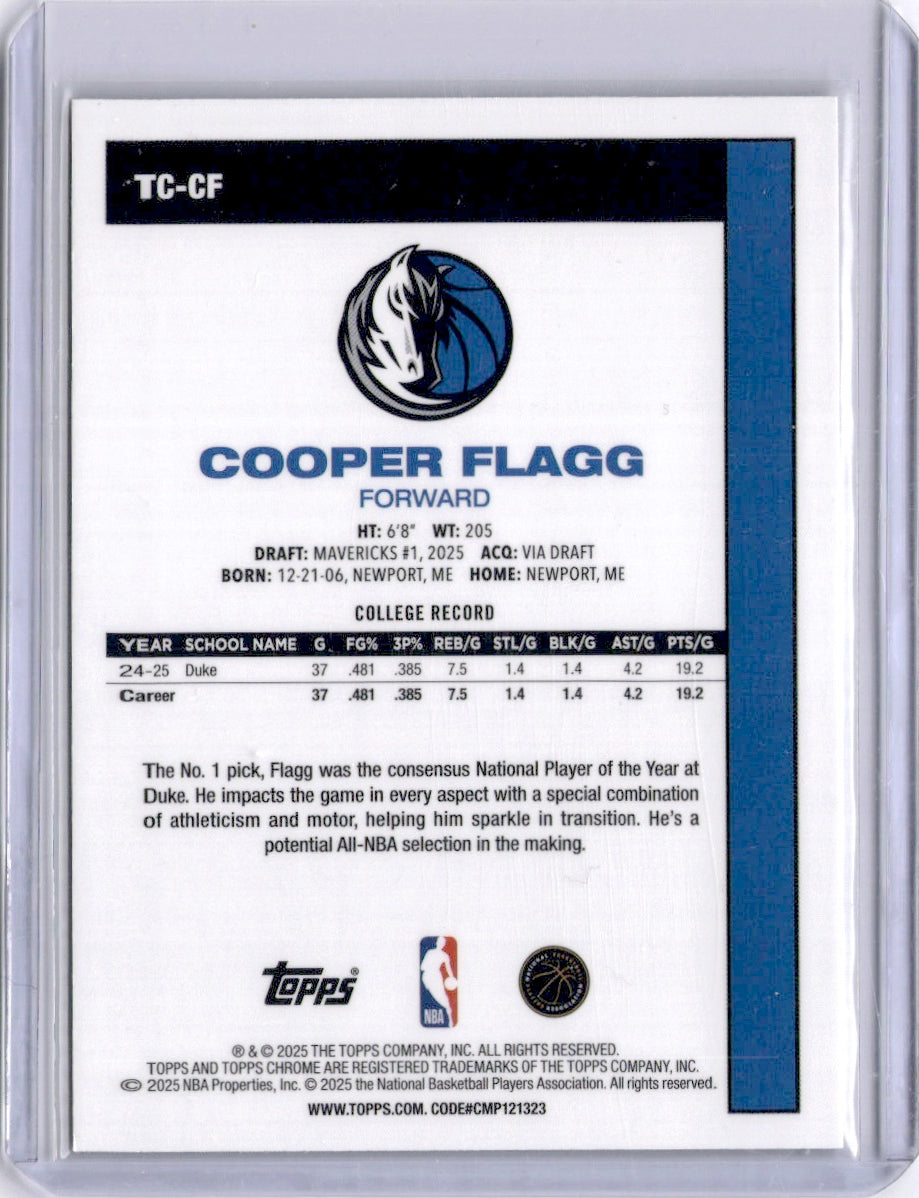 Cooper Flagg 2025-26 Topps Chrome 45 Anniversary Mojo Rookie RC Mavericks