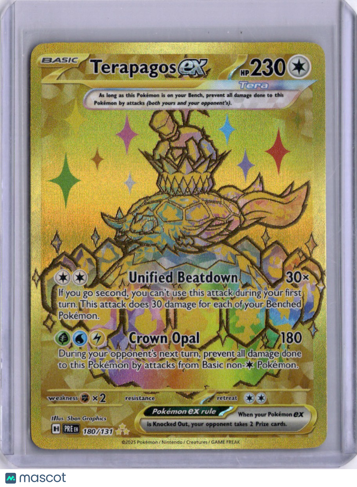 Terapagos EX 2025 Pokemon Prismatic Evolutions 180/137 Hyper Rare Gold