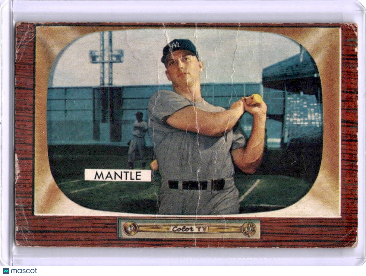 Mickey Mantle 1955 Bowman #202 New York Yankees HOF *Crease*