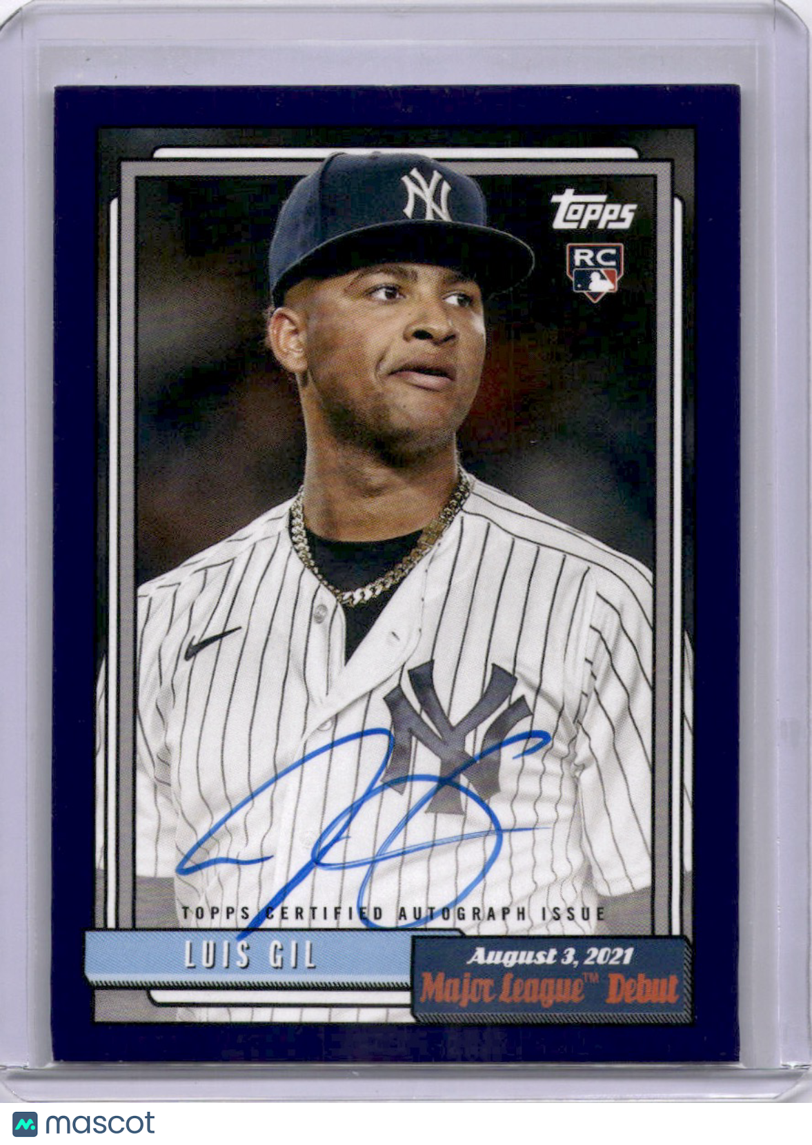 Luis Gil 2022 Topps Archives Blue /150 On Card Auto Yankees