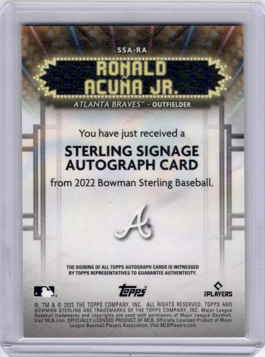 Ronald Acuña Jr 2022 Bowman Sterling Auto /99 Braves