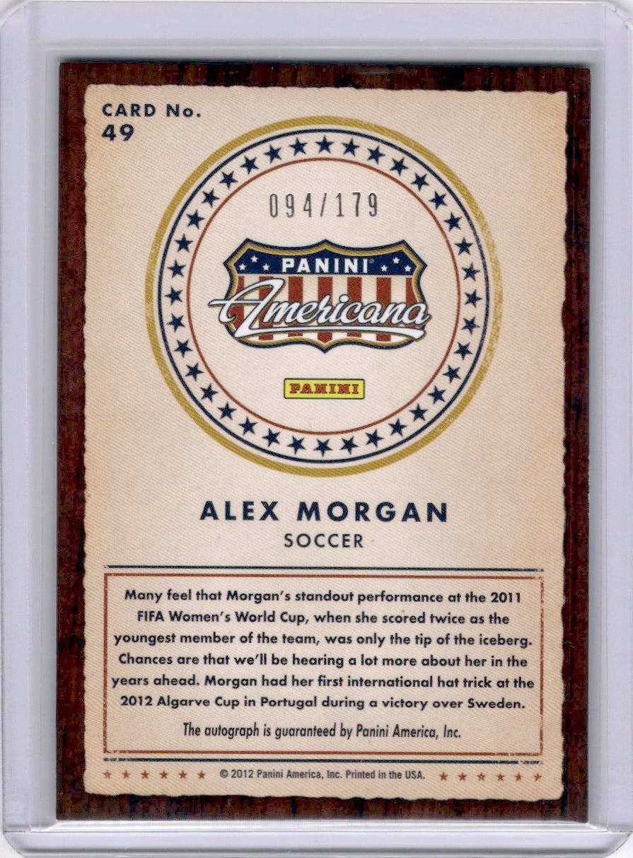 Alex Morgan 2012 Panini Americana Heroes & Legends /179 USA Soccer