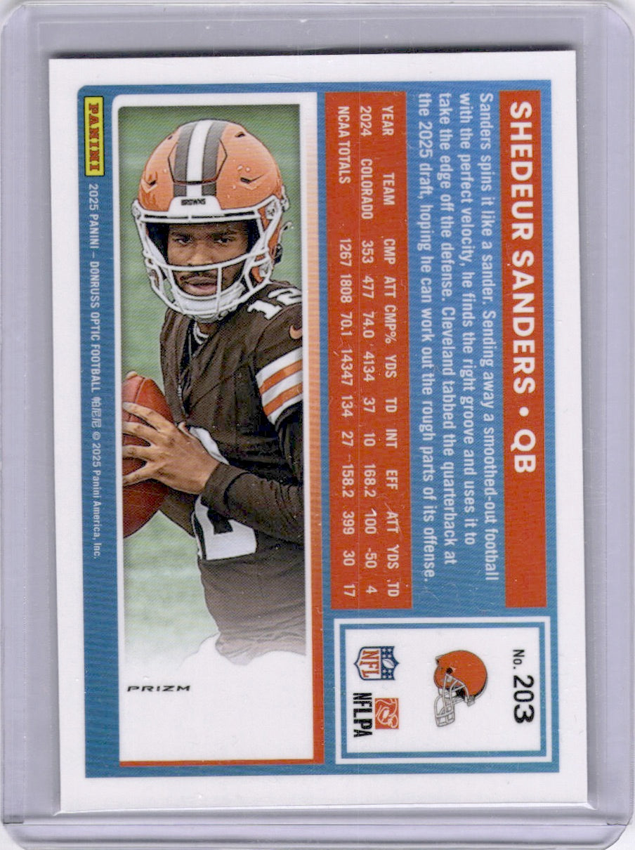 Shedeur Sanders 2025 Panini Donruss Optic Red Hyper Rookie RC Browns