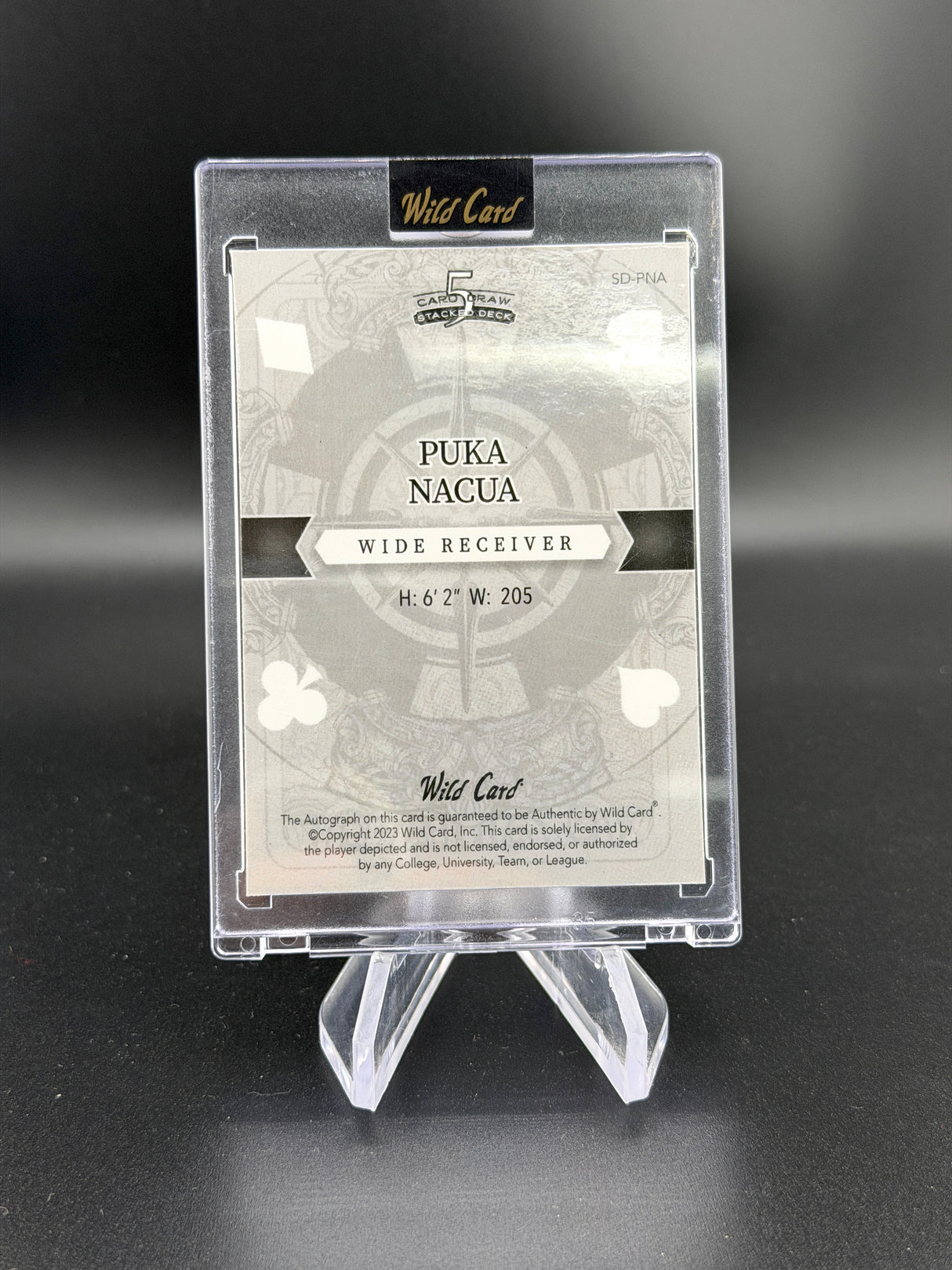 Puka Nacua 2023 Wild Card 5 Card Draw Stacked Deck Gold Jack of Spade 1/1