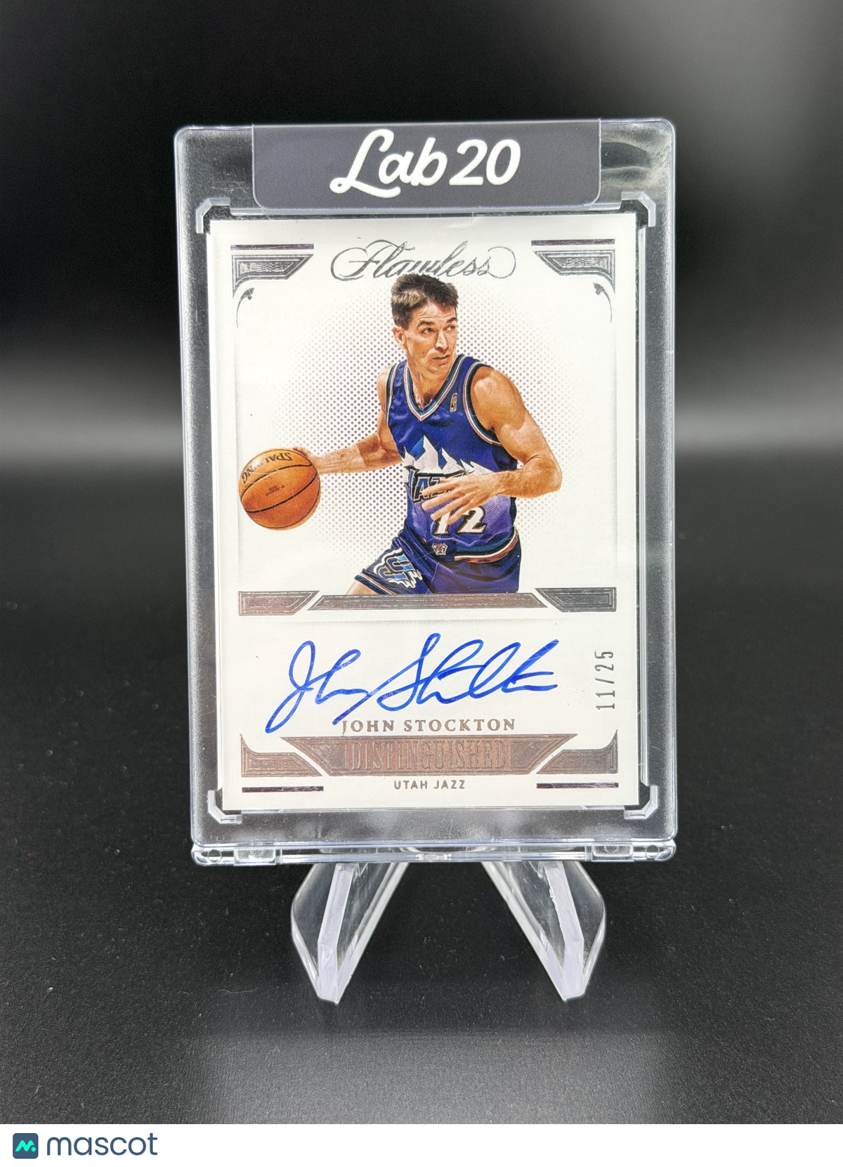 John Stockton 2020-21 Panini Flawless Distinguished Autograph On Card Auto /25