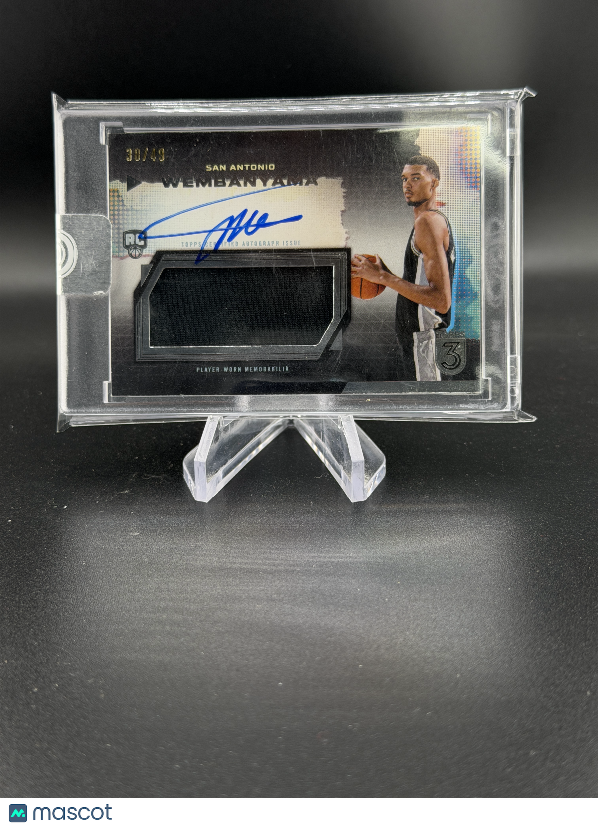 Victor Wembanyama 2024 Topps 3 RC Rookie Relics Autographs Auto RPA 38/49 Spurs