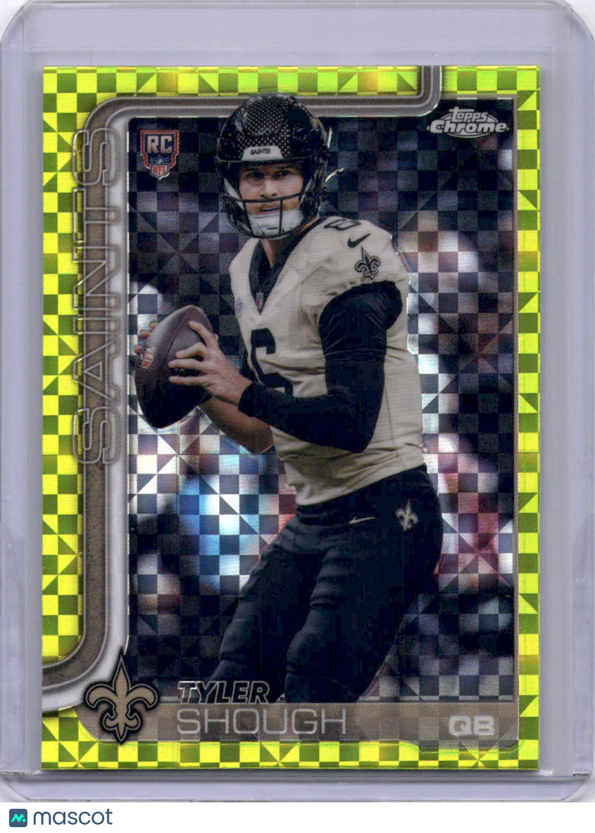 Tyler Shough 2025 Topps Chrome Lime Green X-Fractor Rookie RC Saints