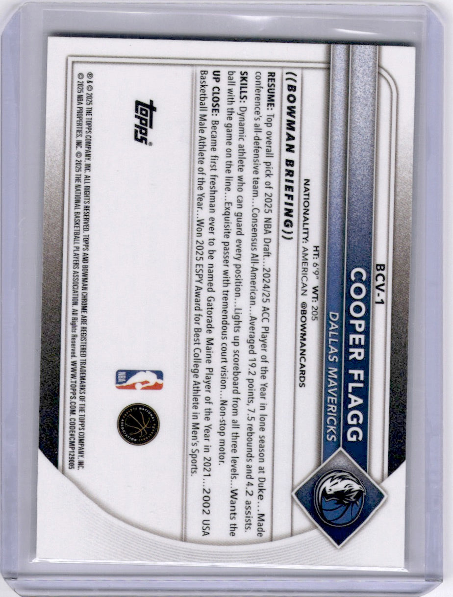 Cooper Flagg 2025-26 Bowman Chrome Purple Mojo /275 Rookie RC Mavs ROY
