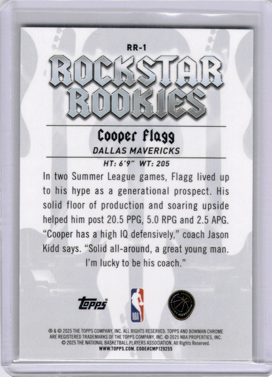 Cooper Flagg 2025-26 Bowman Chrome Rockstar Rookies RC Rookie Mavs ROY