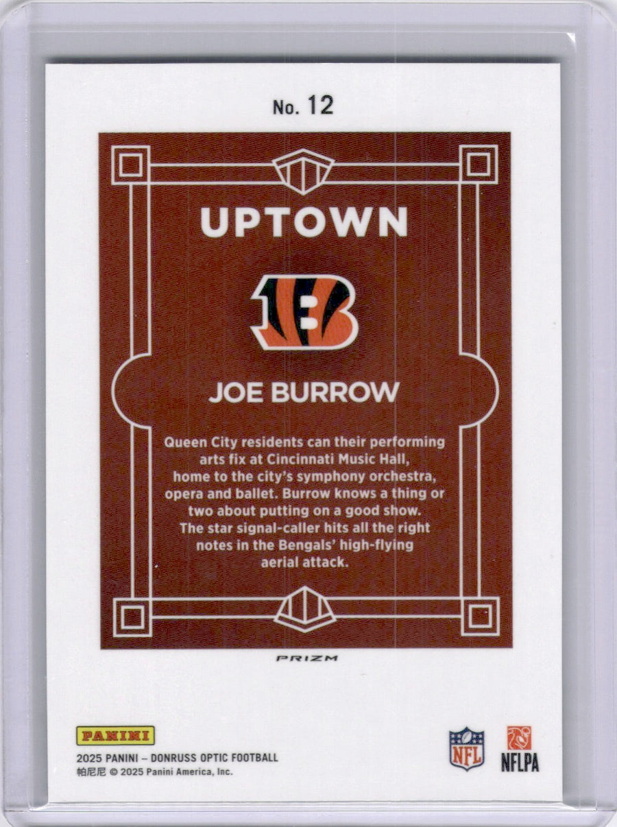 Joe Burrow 2025 Panini Donruss Optic Uptown SP Case Hit