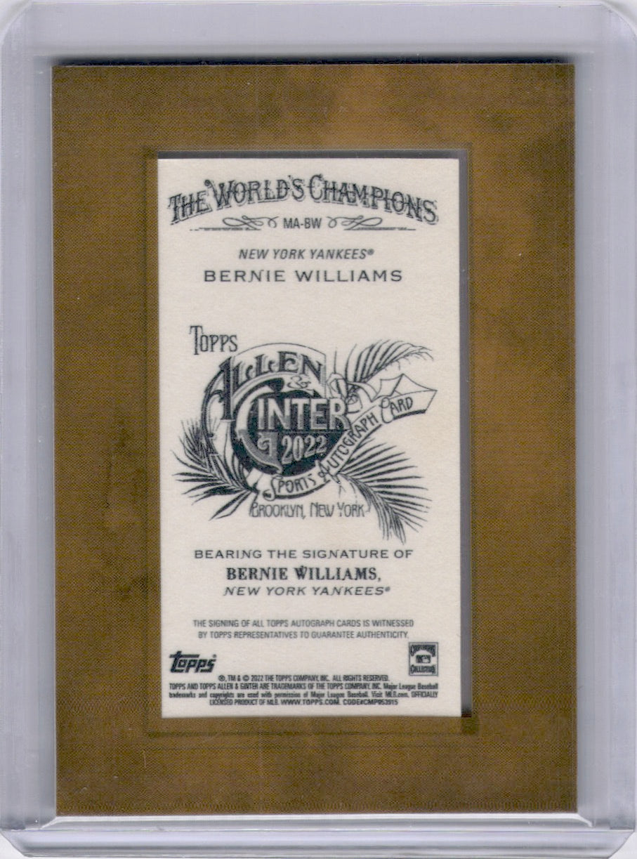 Bernie Williams 2022 Topps Allen & Ginter Framed Mini On Card Auto Yankees
