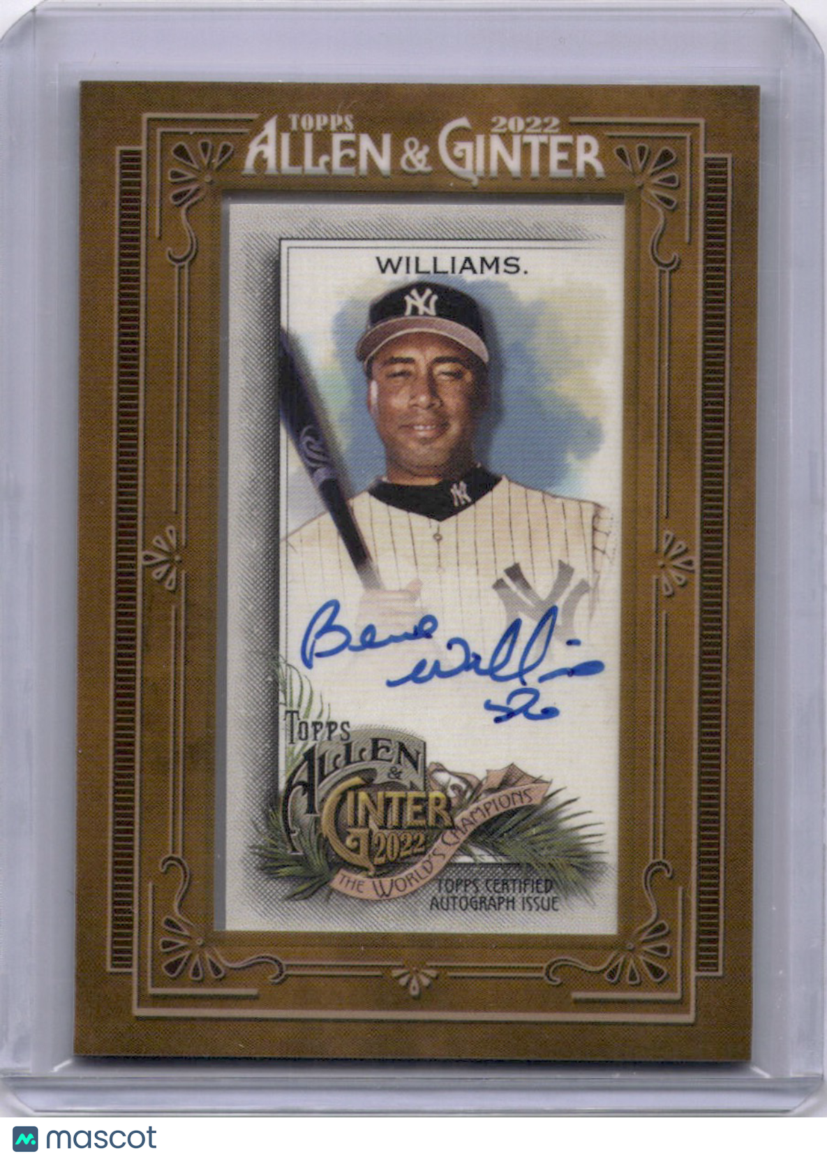 Bernie Williams 2022 Topps Allen & Ginter Framed Mini On Card Auto Yankees