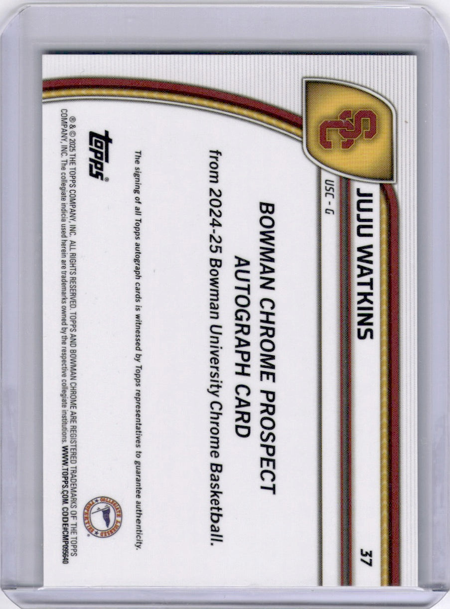 JuJu Watkins 2024 Topps Bowman Chrome U Black Wave Auto USC