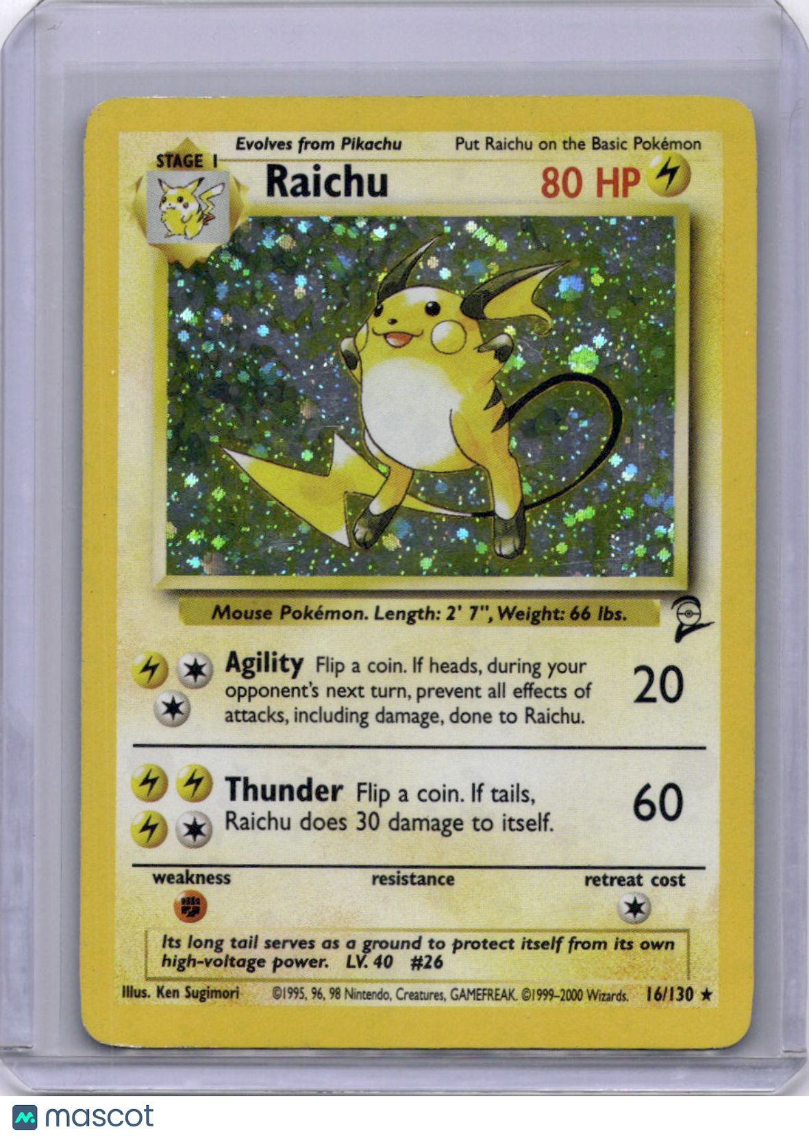 Raichu 2000 Base Set 2 Holo 16/130 Pokémon TCG