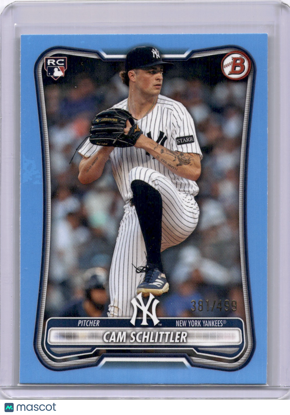 Cam Schlittler 2026 Bowman Sky Blue Rookie RC /499 Yankees