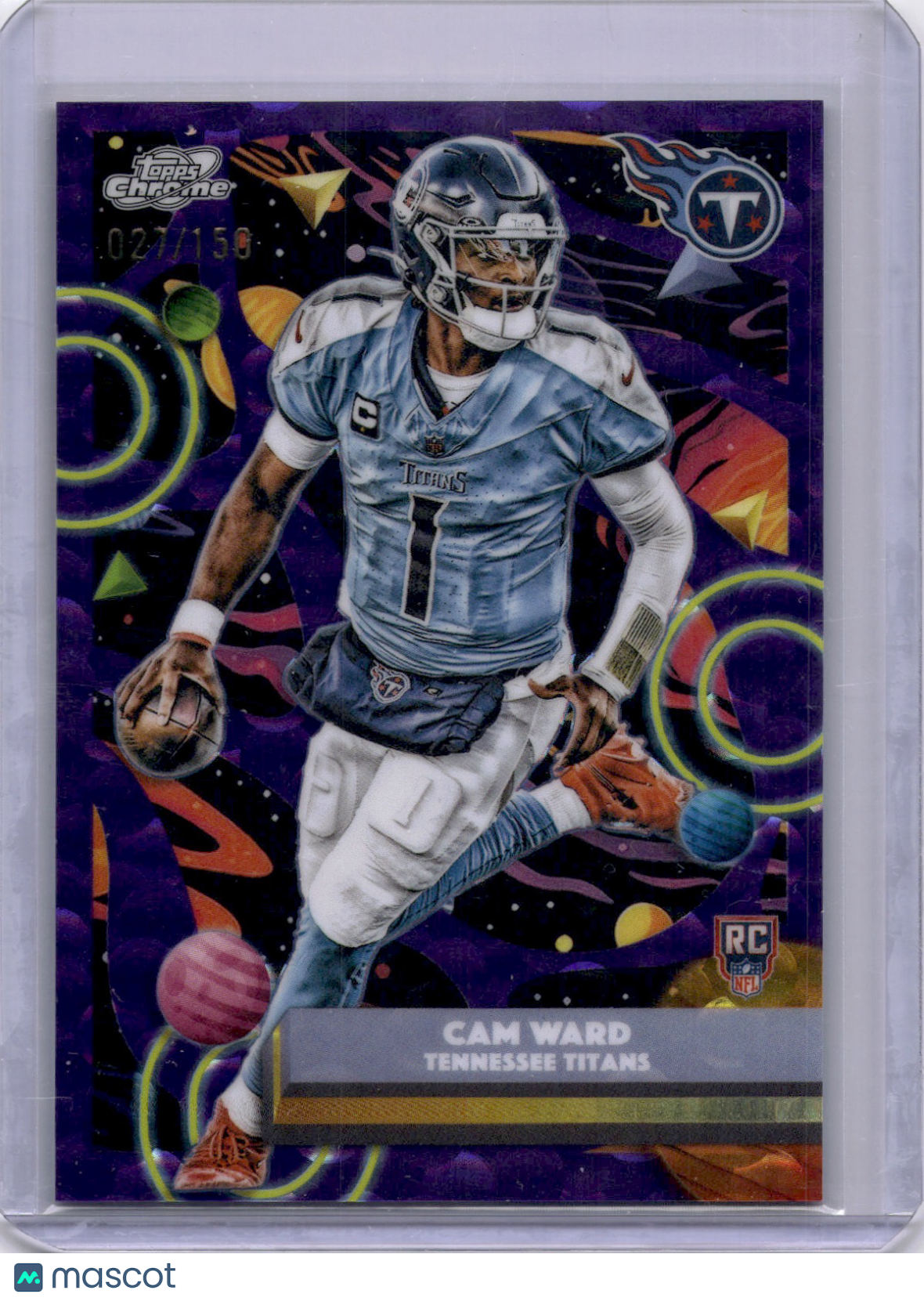 Cam Ward 2025 Topps Chrome Purple Nebula Rookie RC /150 Titans