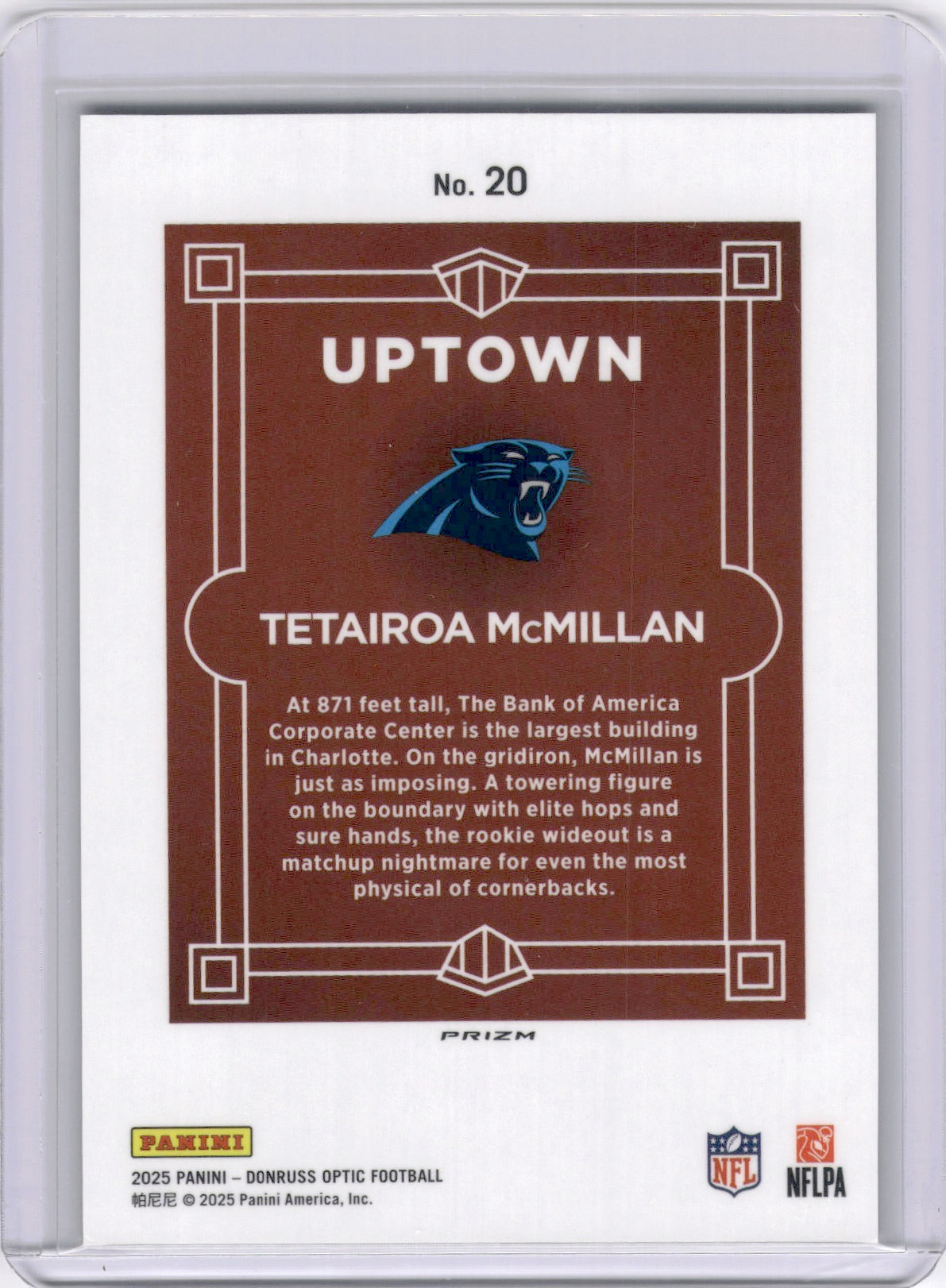 Tetairoa McMillan 2025 Panini Donruss Optic Uptown Rookie RC SP Case Hit