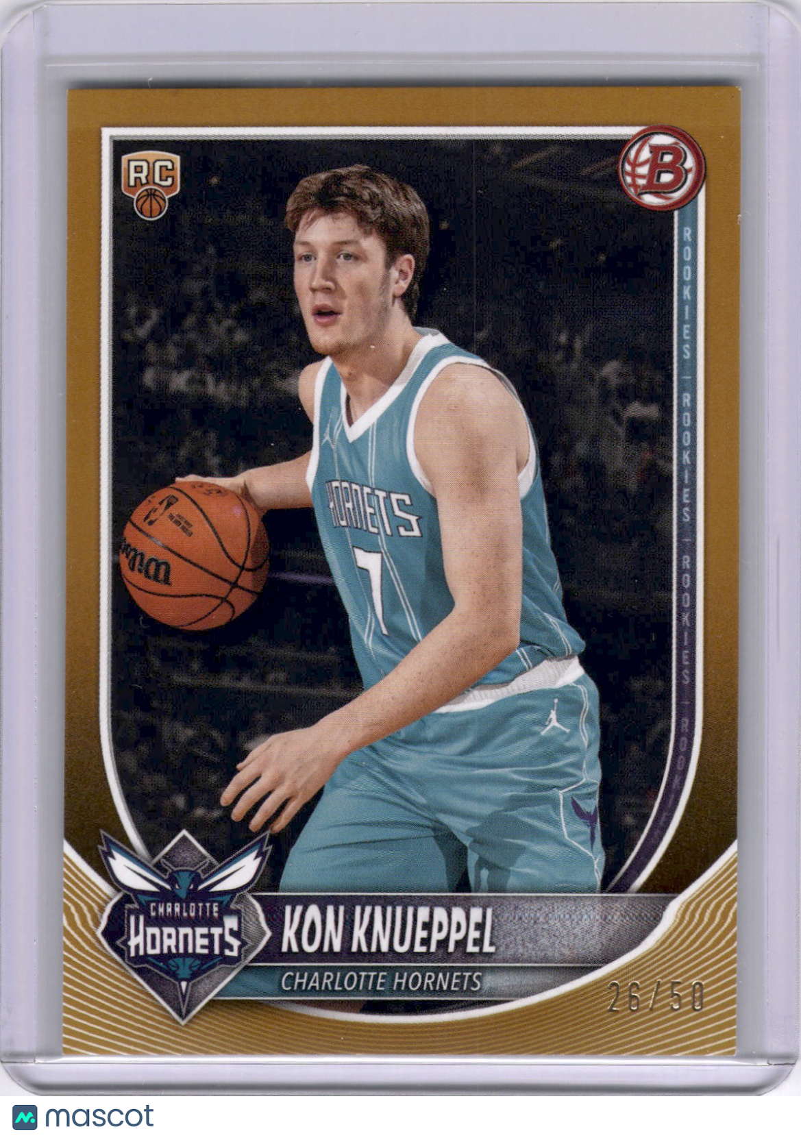 Kon Knueppel 2025-26 Bowman Gold Rookie RC /50 Hornets