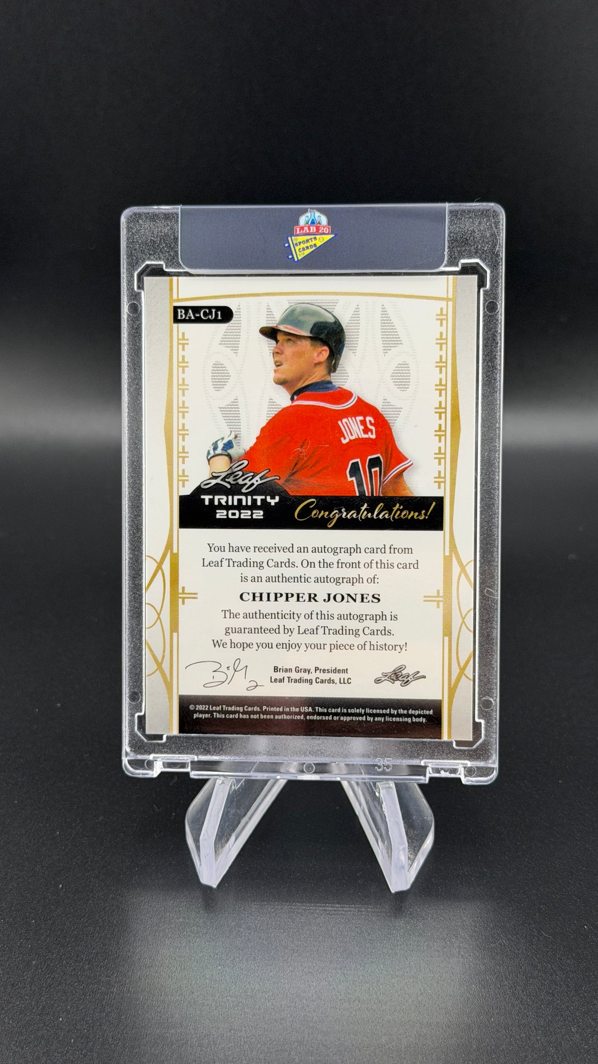 Chipper Jones 2022 Leaf Trinity Auto /99 Braves HOF