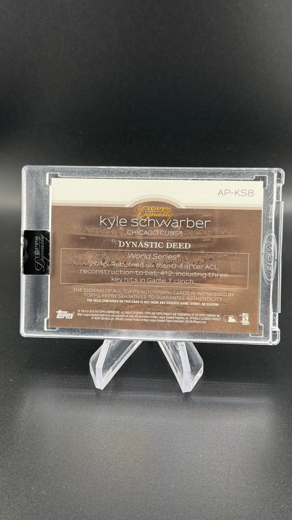 Kyle Schwarber 2018 Topps Dynasty Auto Patch 5 /5 Cubs