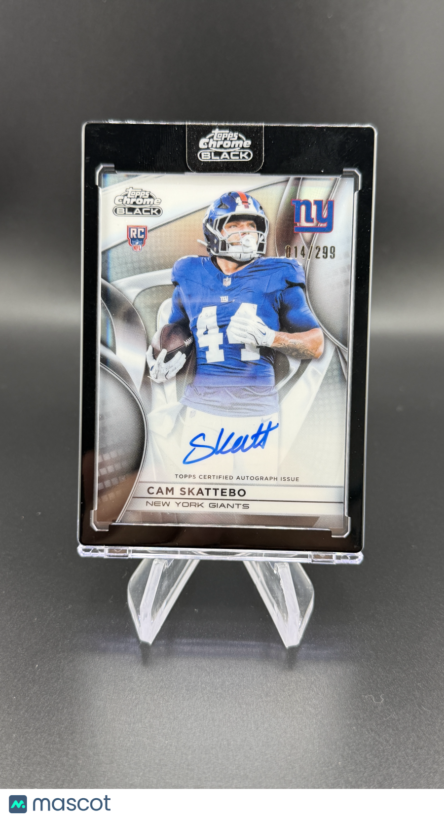 Cam Skattebo 2025 Topps Chrome Black Refractor /299 Rookie RC Auto Giants
