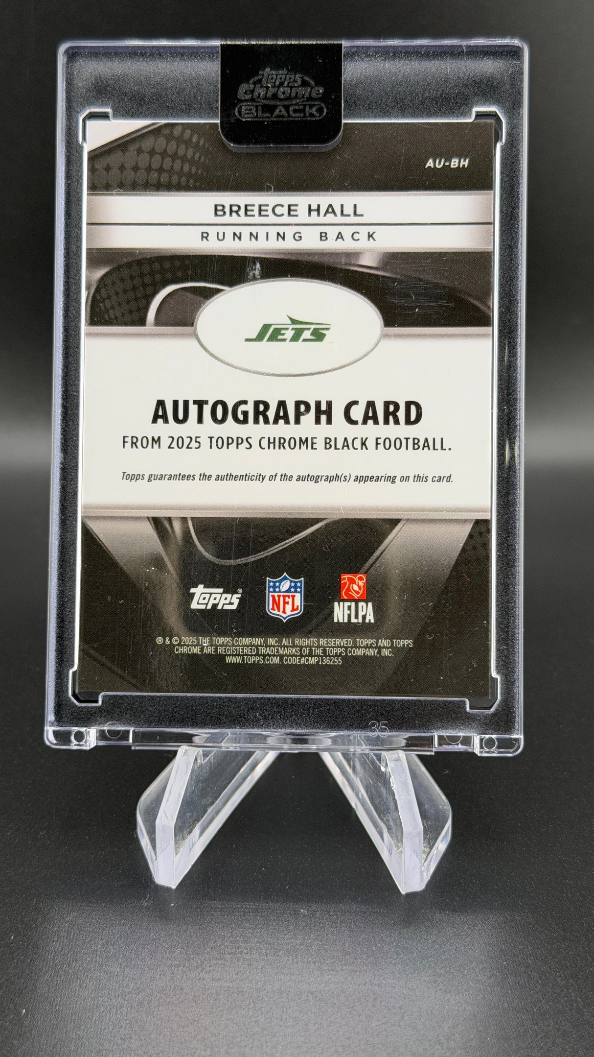 Breece Hall 2025 Topps Chrome Black Purple Auto /75 Jets