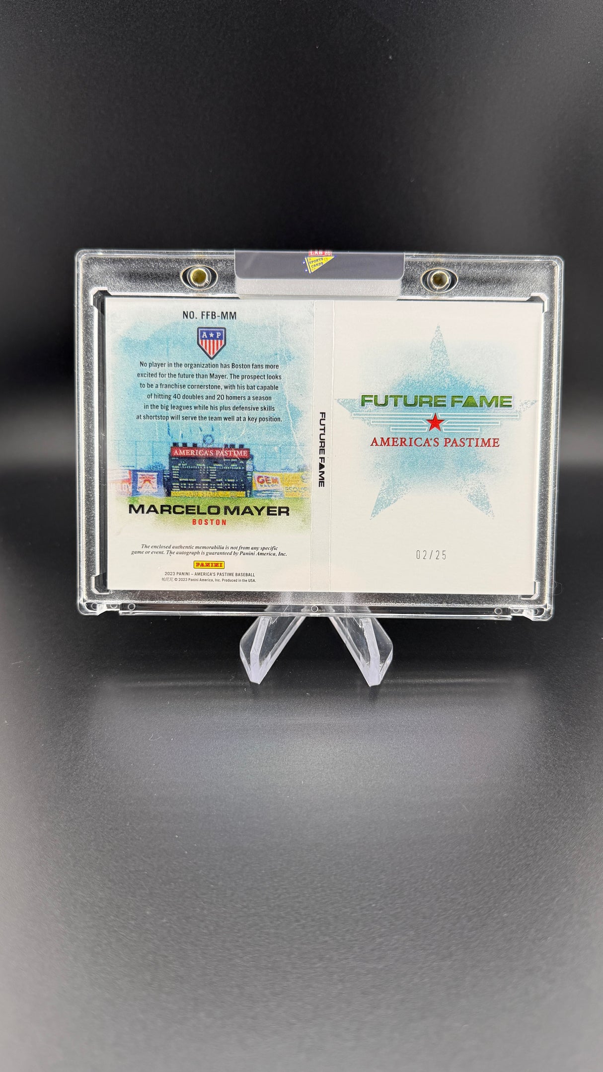 Marcelo Mayer 2023 America's Pastime Future Fame Auto /25 Patch Red Sox