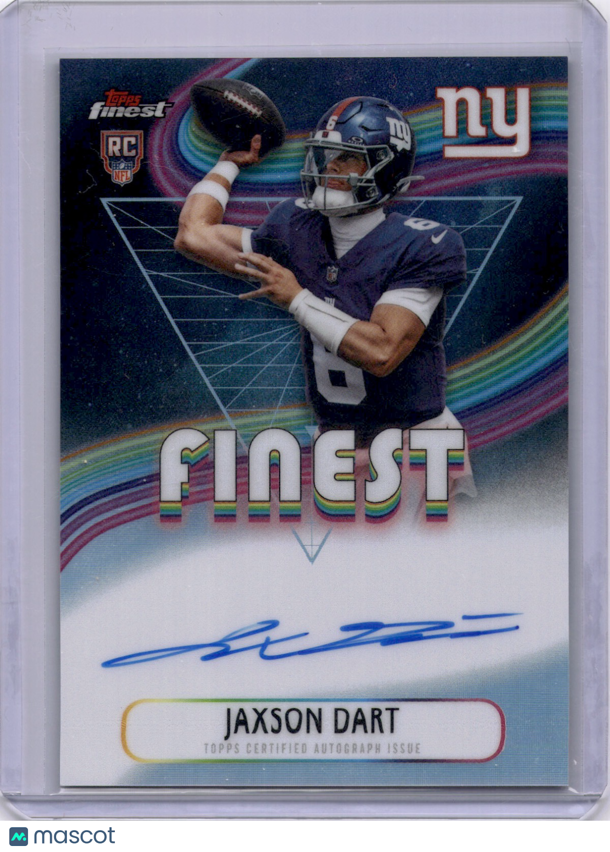 Jaxson Dart 2025 Topps Finest Refractor Auto Rookie RC Giants