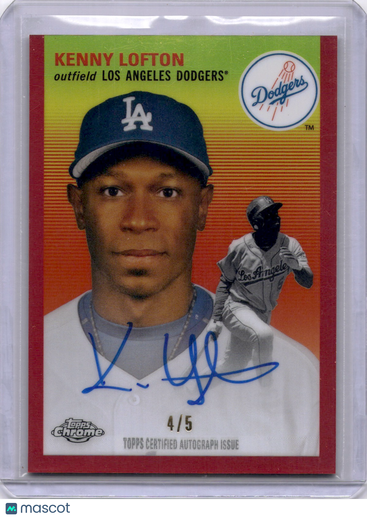 Kenny Lofton 2023 Topps Chrome Platinum Red Refractor Auto/5 Dodgers