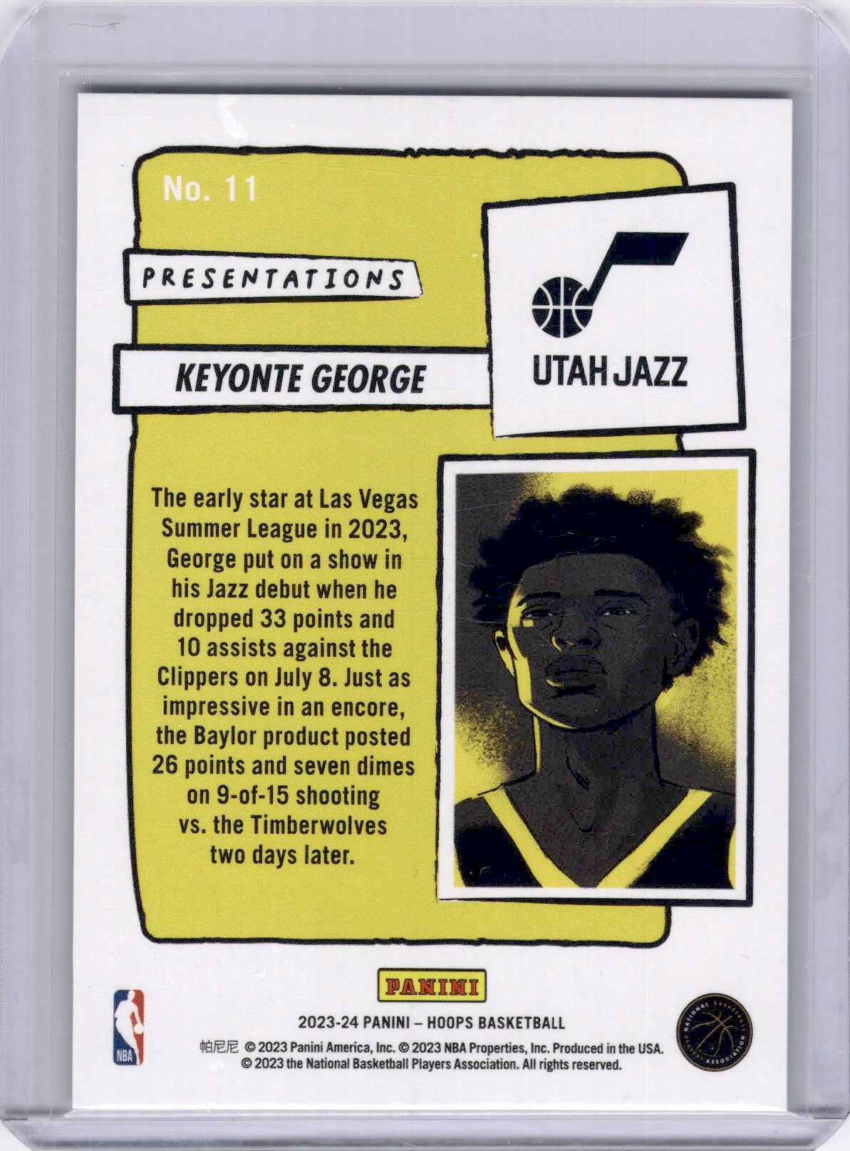 Keyonte George 2023-24 Panini Hoops Presentations Rookie RC Jazz