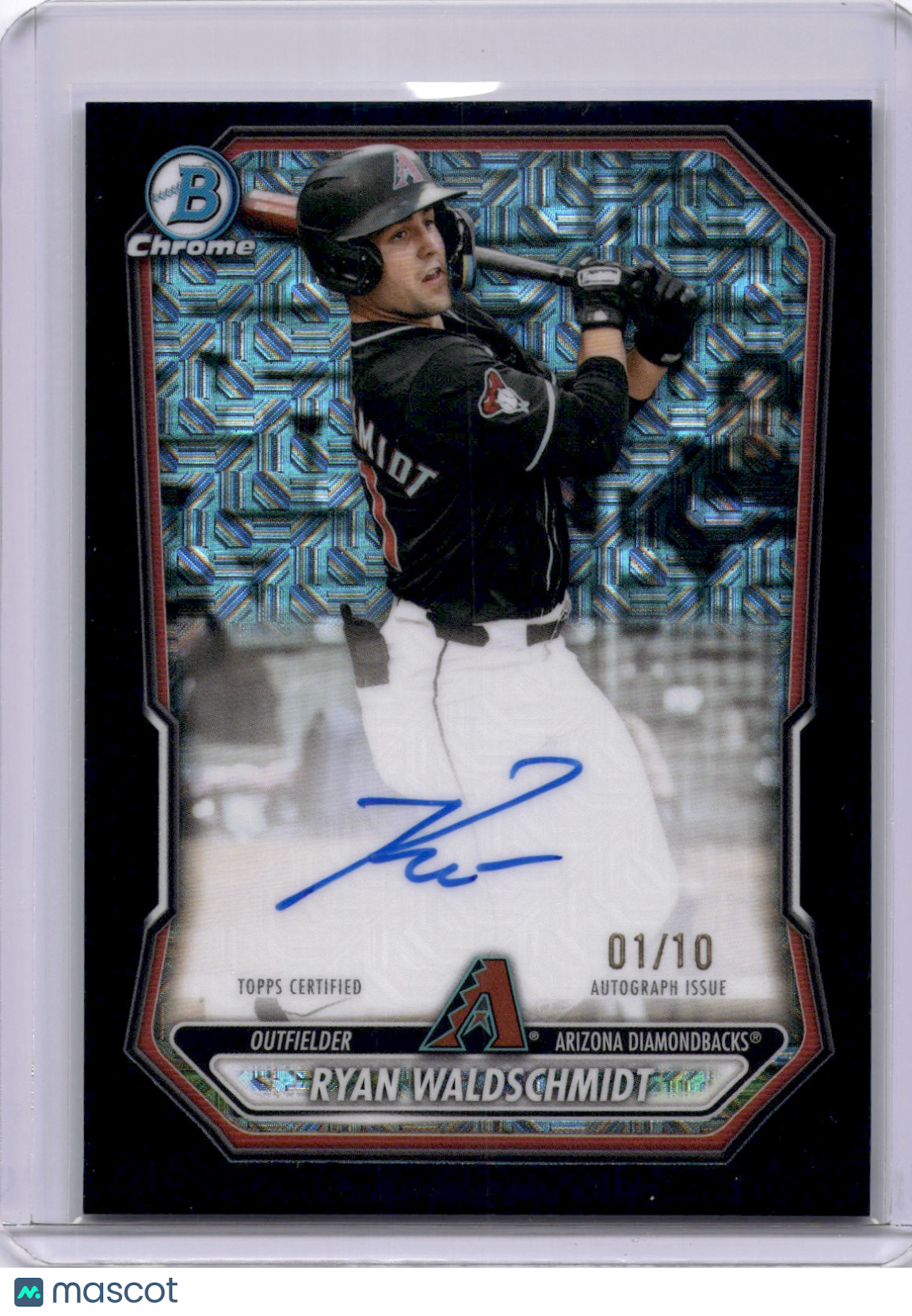 Ryan Waldschmidt 2025 Bowman Chrome Black Mojo 1/10 On Card Auto Diamondbacks